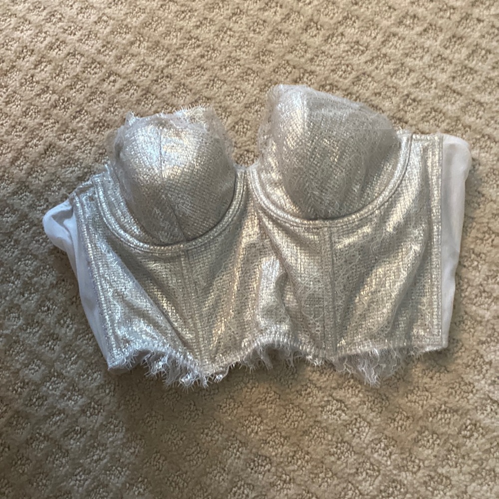 Victoria’s Secret beautiful silver sparkly corset top, like new.
